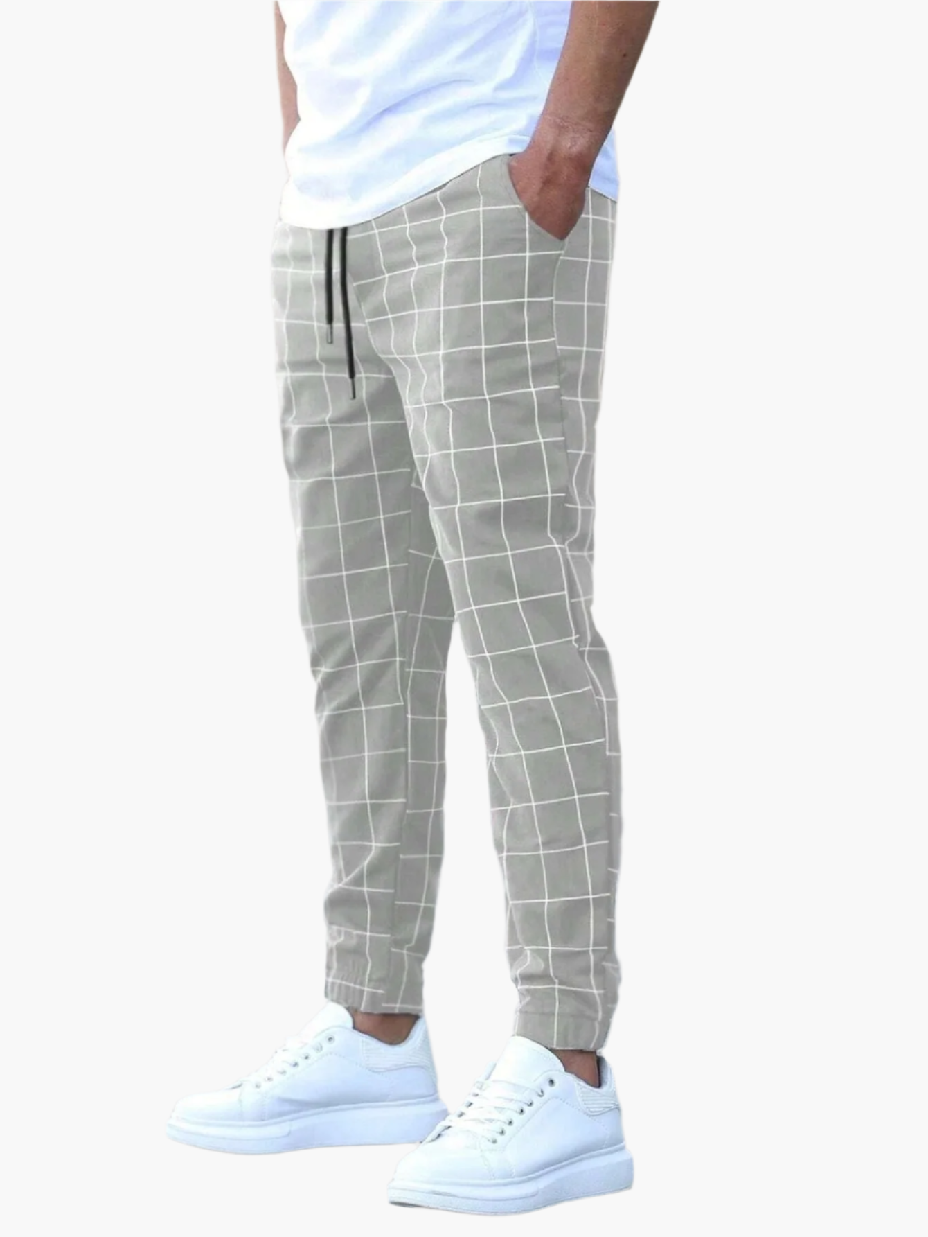 Men's Casual Check Pattern Jogger Pants for Everyday and Athletic Wear