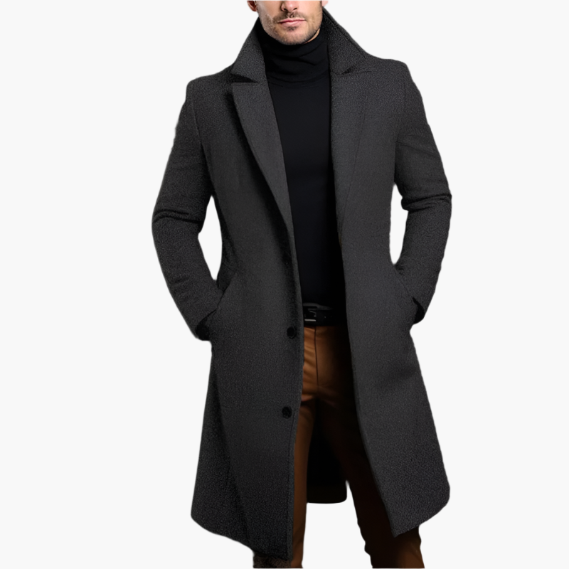 Men's Classic Long Overcoat – Modern Business & Casual Style