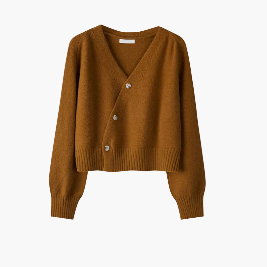 Women's Asymmetric Button V-Neck Cardigan Sweater for Everyday and Office Style