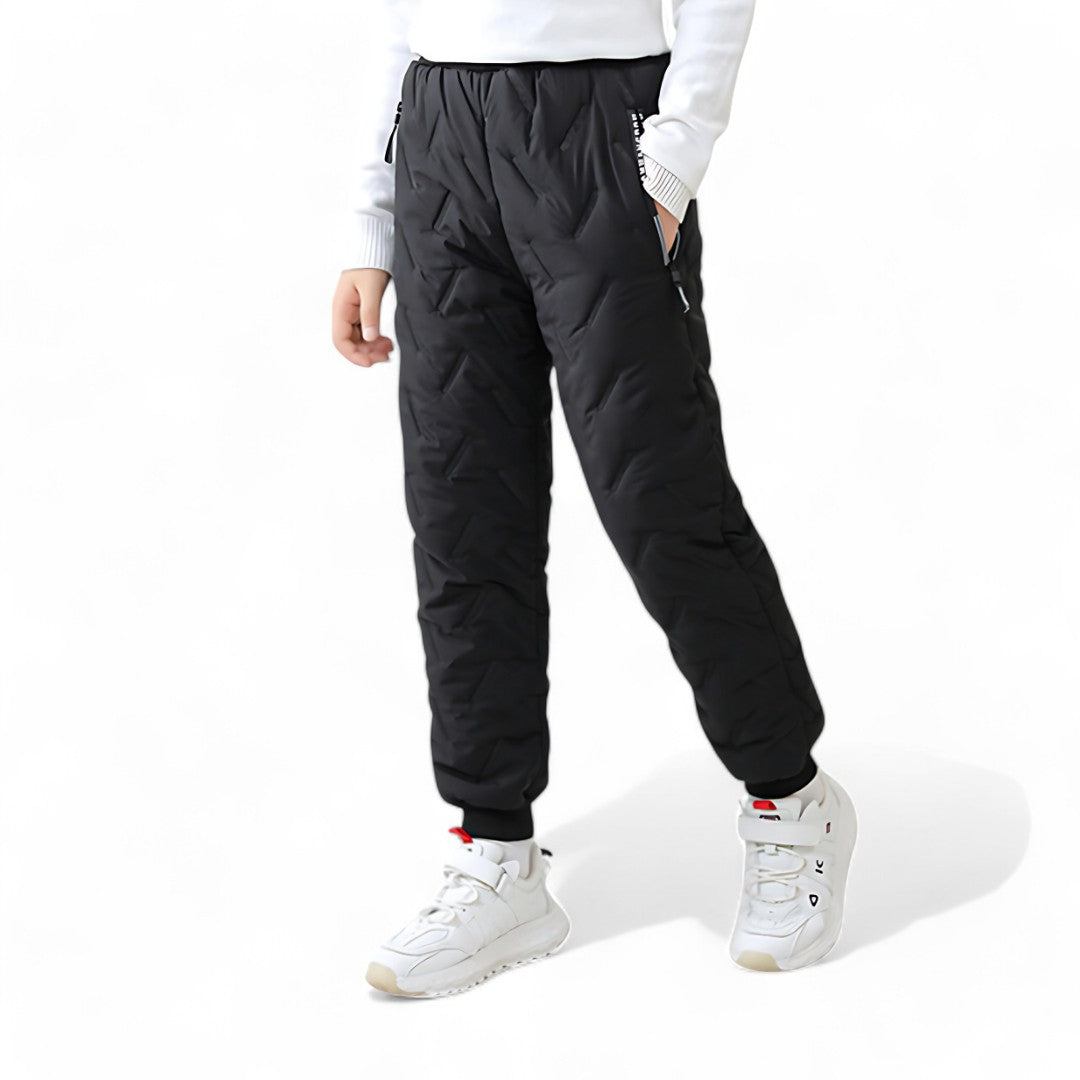 Kids' Outdoor Winter Quilted Thermal Pants – Stylish Padded Snow Joggers for Boys and Girls