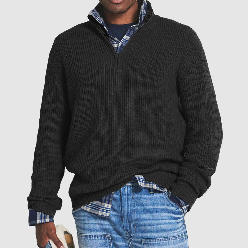 Men's Business Casual Quarter-Zip Knit Pullover Sweater – Versatile Everyday Style