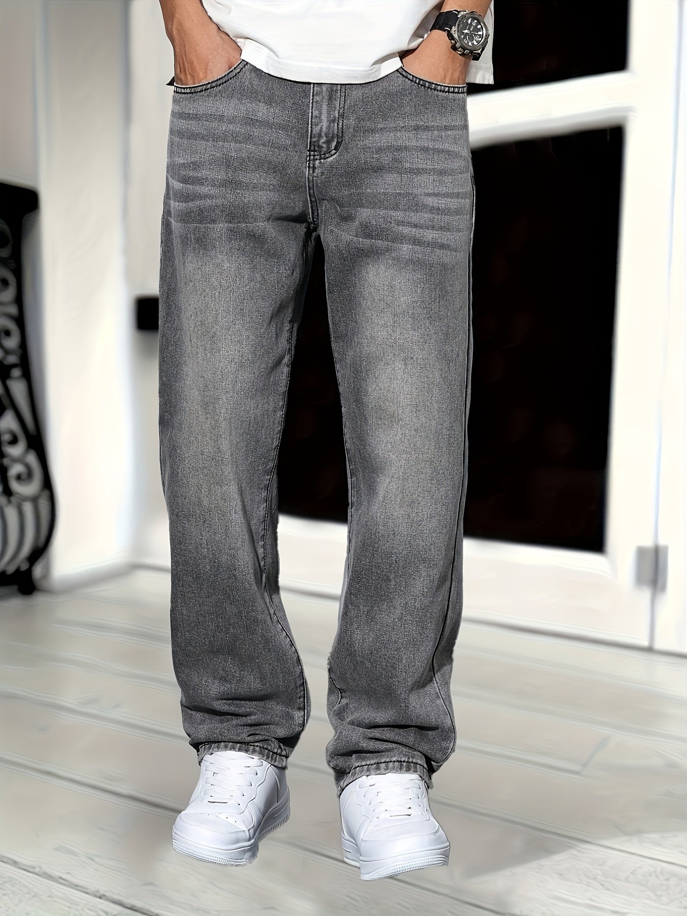 Men's Relaxed Fit Streetwear Jeans Urban Vintage Style
