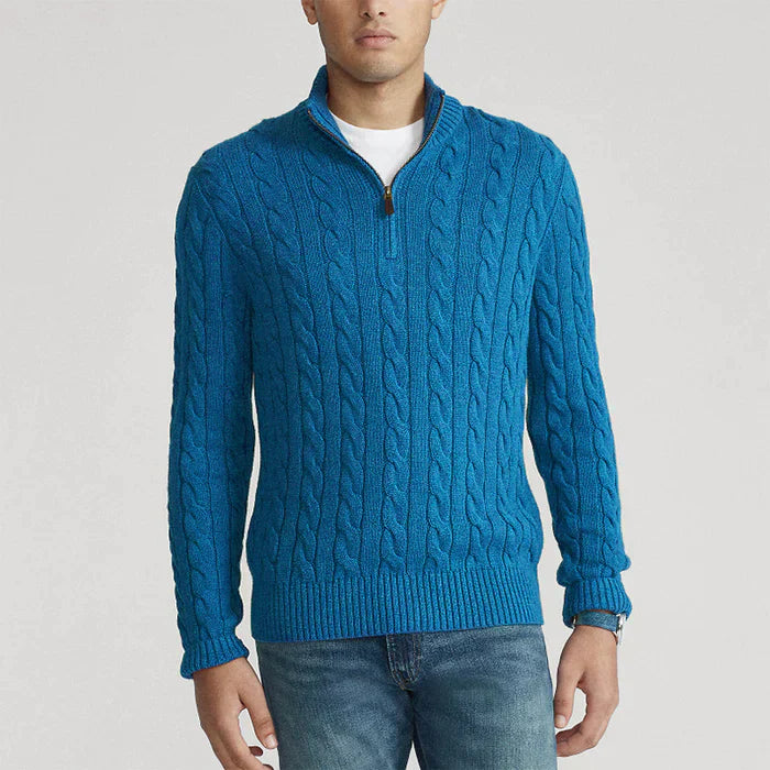Men's Classic Cable Knit Quarter-Zip Sweater – Timeless Style for Everyday Wear