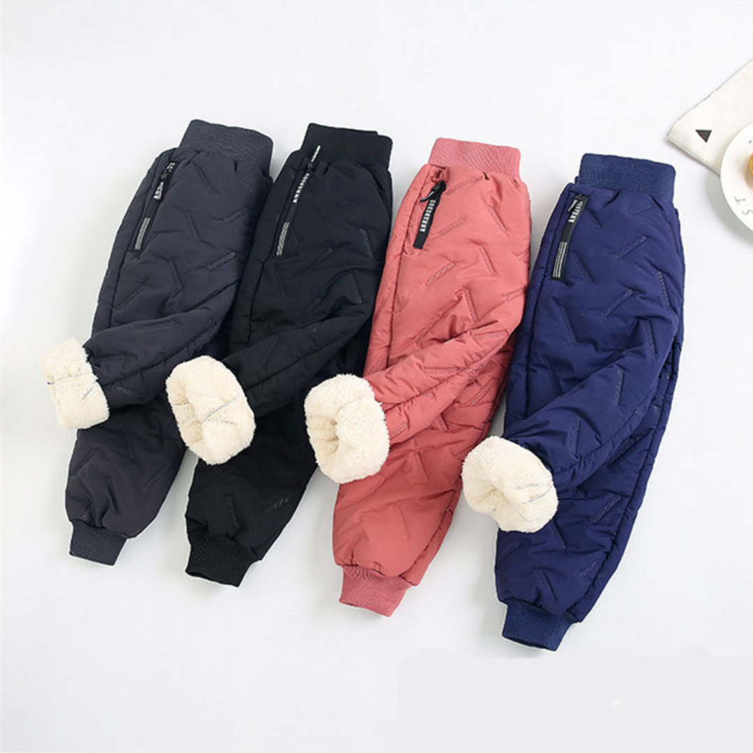 Kids' Outdoor Winter Quilted Thermal Pants – Stylish Padded Snow Joggers for Boys and Girls