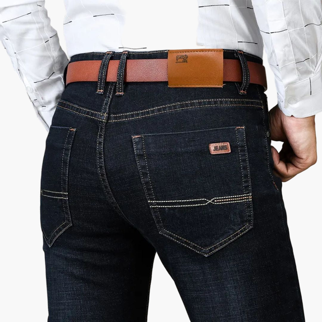 Men's Stretch Straight-Leg Business Casual Jeans - Comfortable Everyday Fit