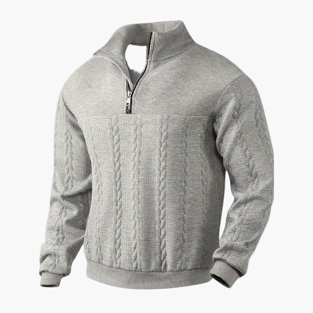 Men's Half-Zip Cable Knit Pullover Sweater for Versatile Everyday Style