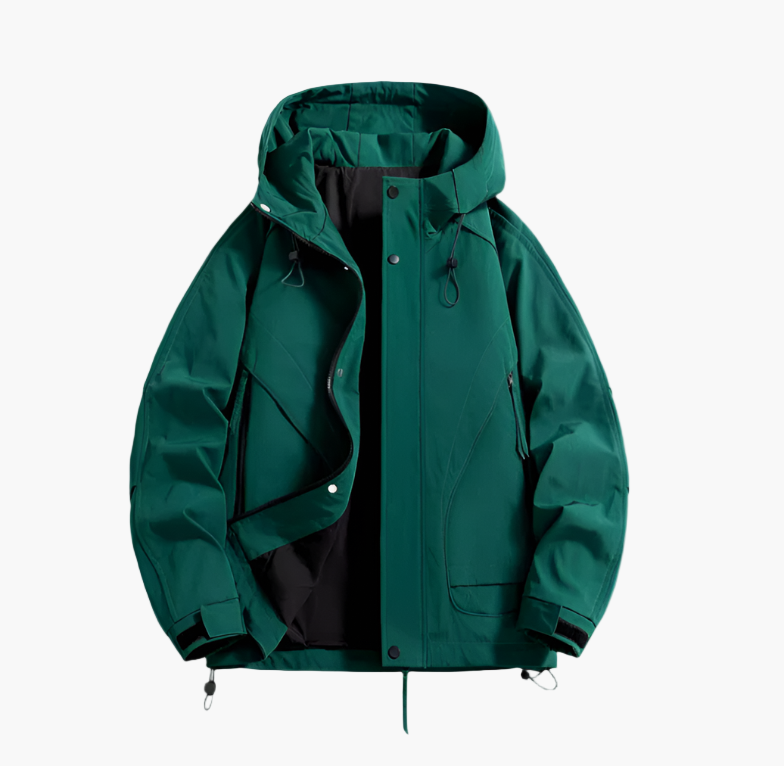 Men's Outdoor Waterproof Windbreaker Jacket – Functional Hooded Sportswear for Hiking and Travel