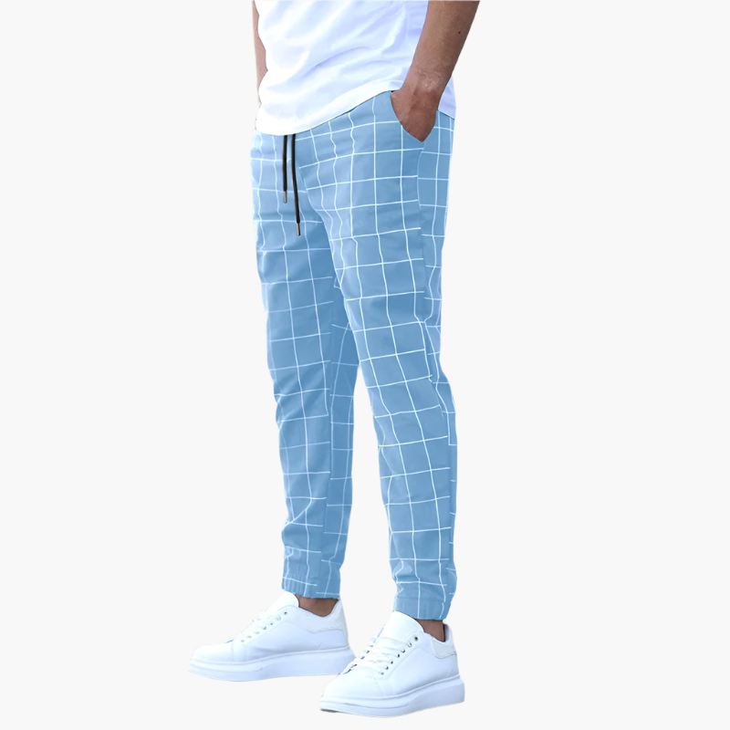 Men's Casual Check Pattern Jogger Pants for Everyday and Athletic Wear