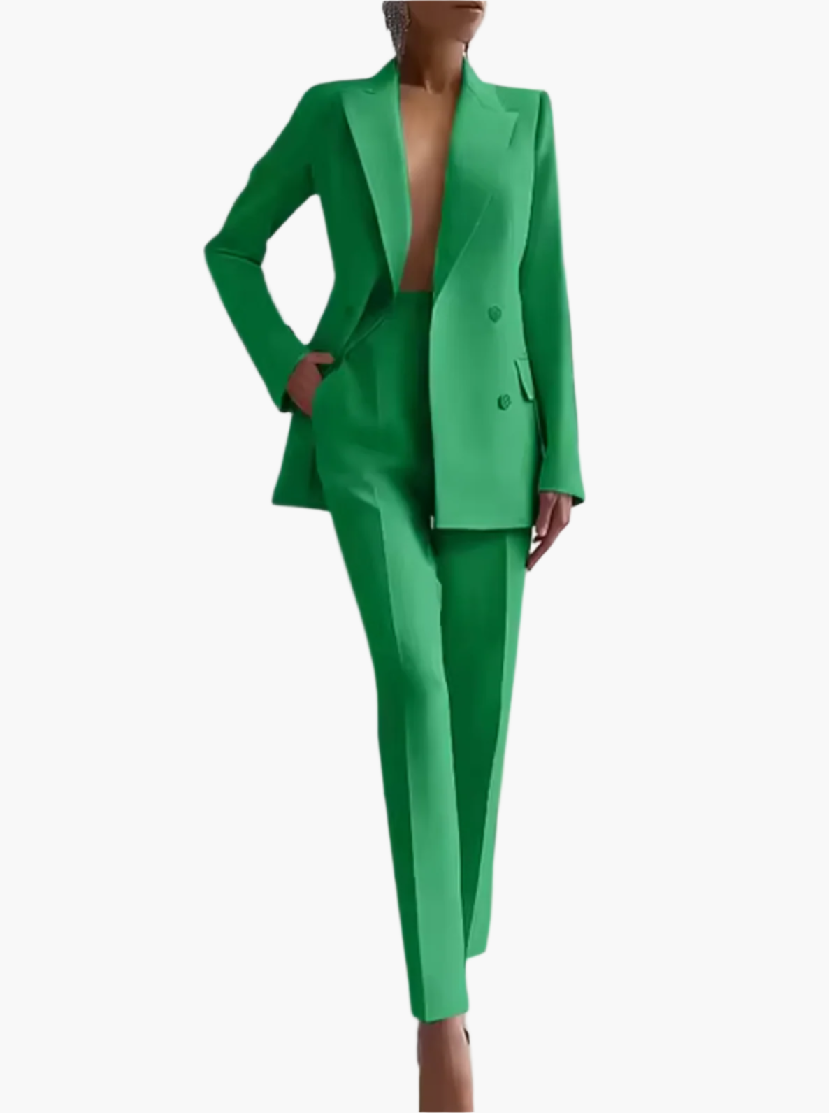 Women's Elegant Double-Breasted Blazer Suit Set for Business and Formal Wear