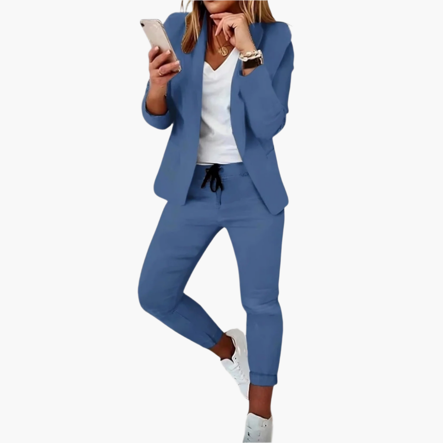 Women's Business Casual Blazer & Jogger Pants Set – Modern Office and Leisure Suit