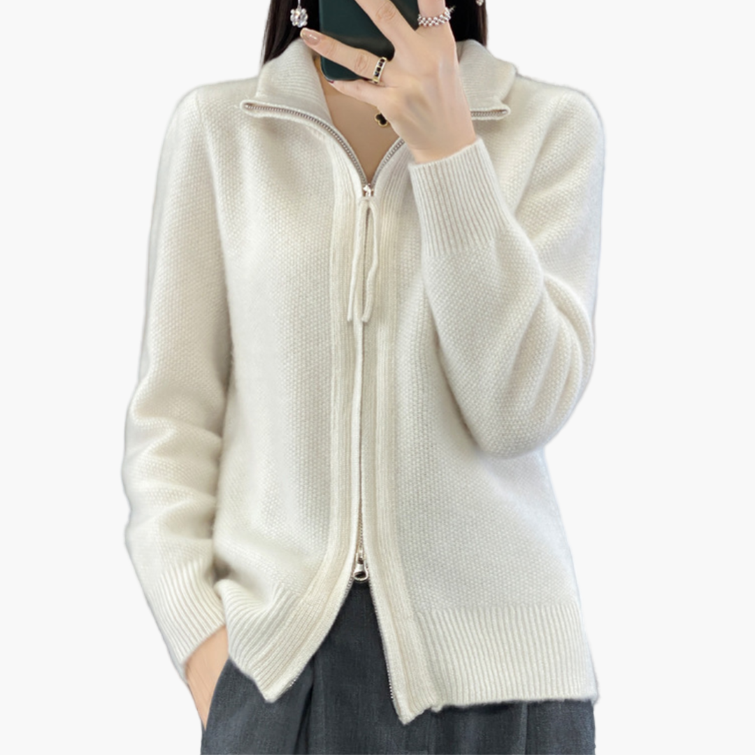 Women's Classic Zip-Up Knit Cardigan – Everyday Versatile Sweater for Office & Casual Wear