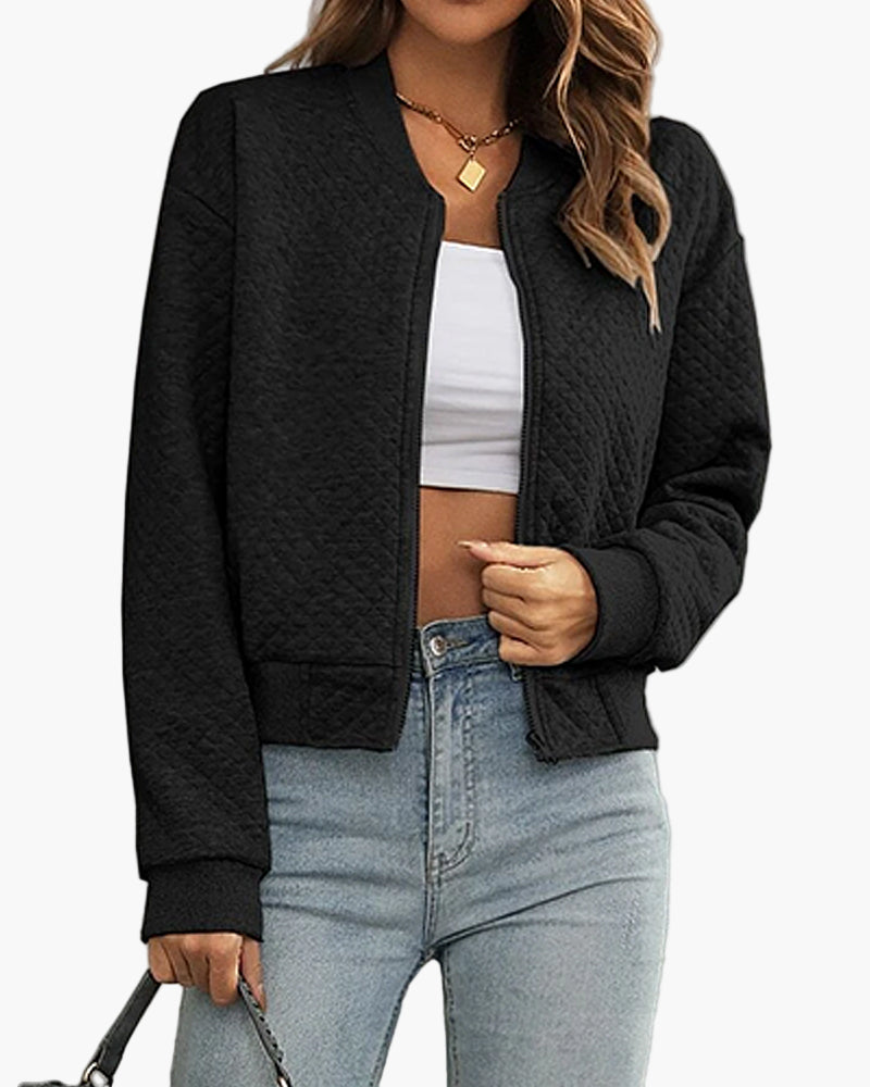 Women's Quilted Bomber Jacket Urban Casual Style