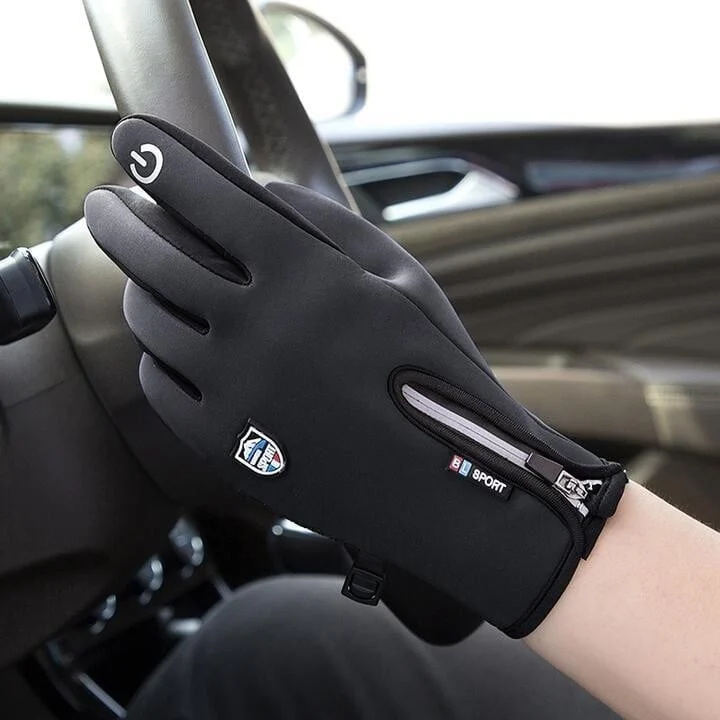 Men's Outdoor Winter Thermal Gloves with Touchscreen and Zipper – Sporty Cold Weather Accessory