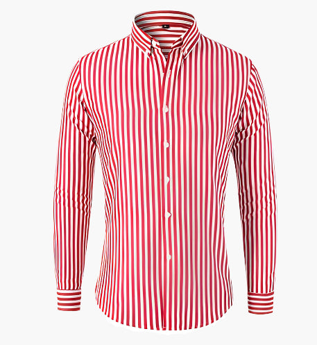 Men's Business Casual Striped Long Sleeve Shirt – Modern Office & Versatile Style