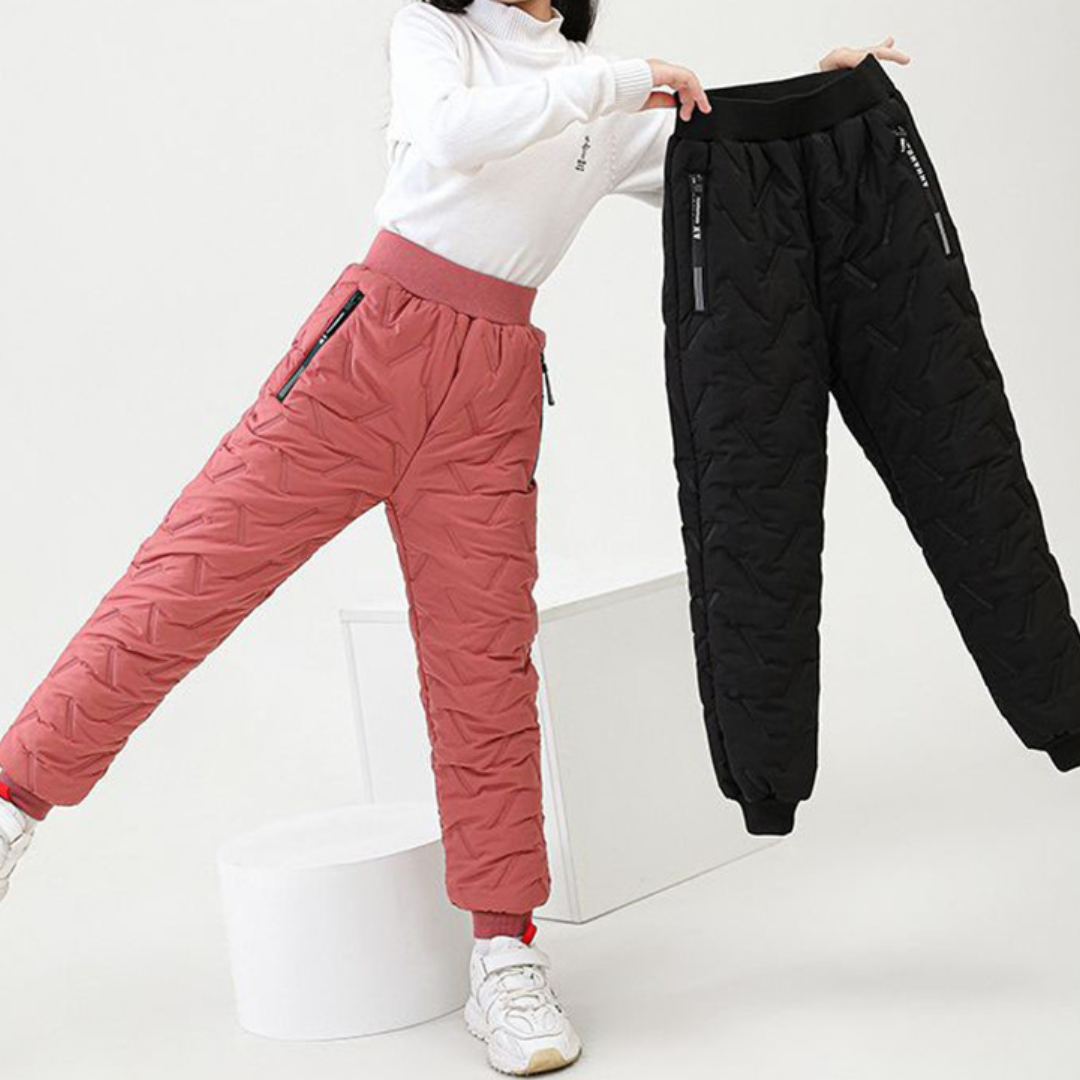 Kids' Outdoor Winter Quilted Thermal Pants – Stylish Padded Snow Joggers for Boys and Girls