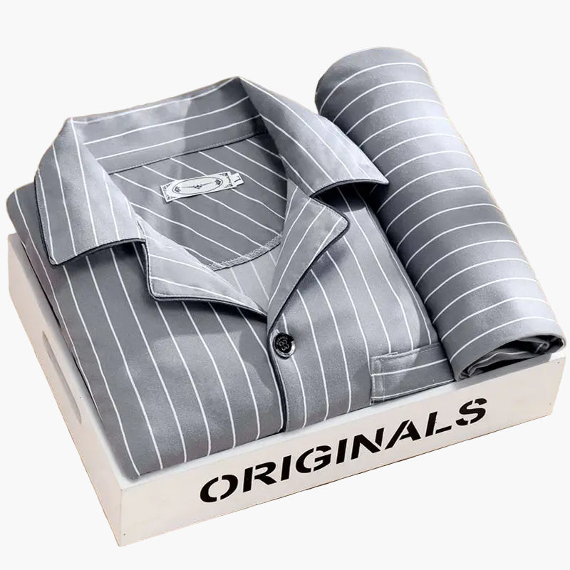 Men's Classic Wheat Print Pajama Set, Long Sleeve Loungewear, Stylish Sleepwear for Home Comfort