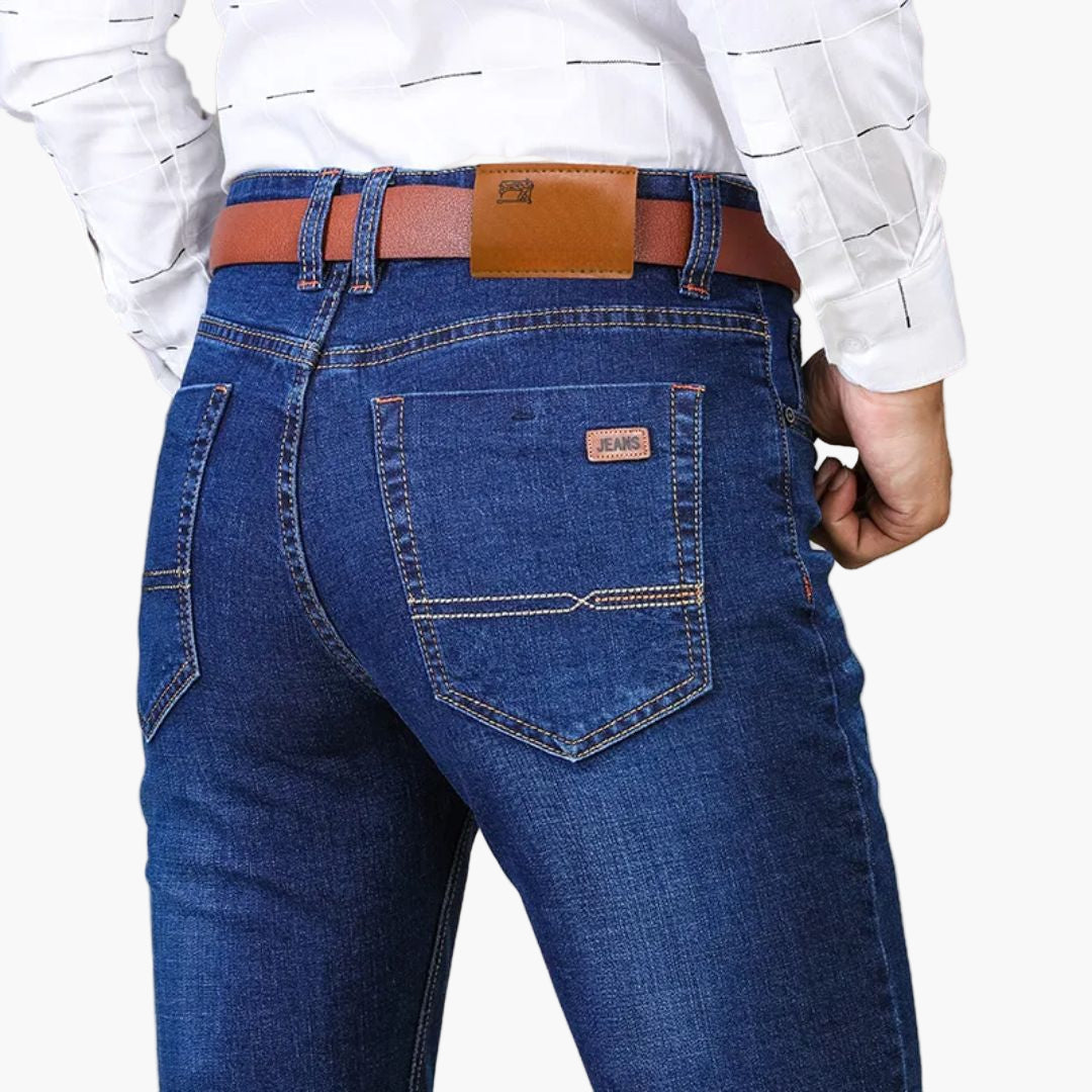 Men's Stretch Straight-Leg Business Casual Jeans - Comfortable Everyday Fit