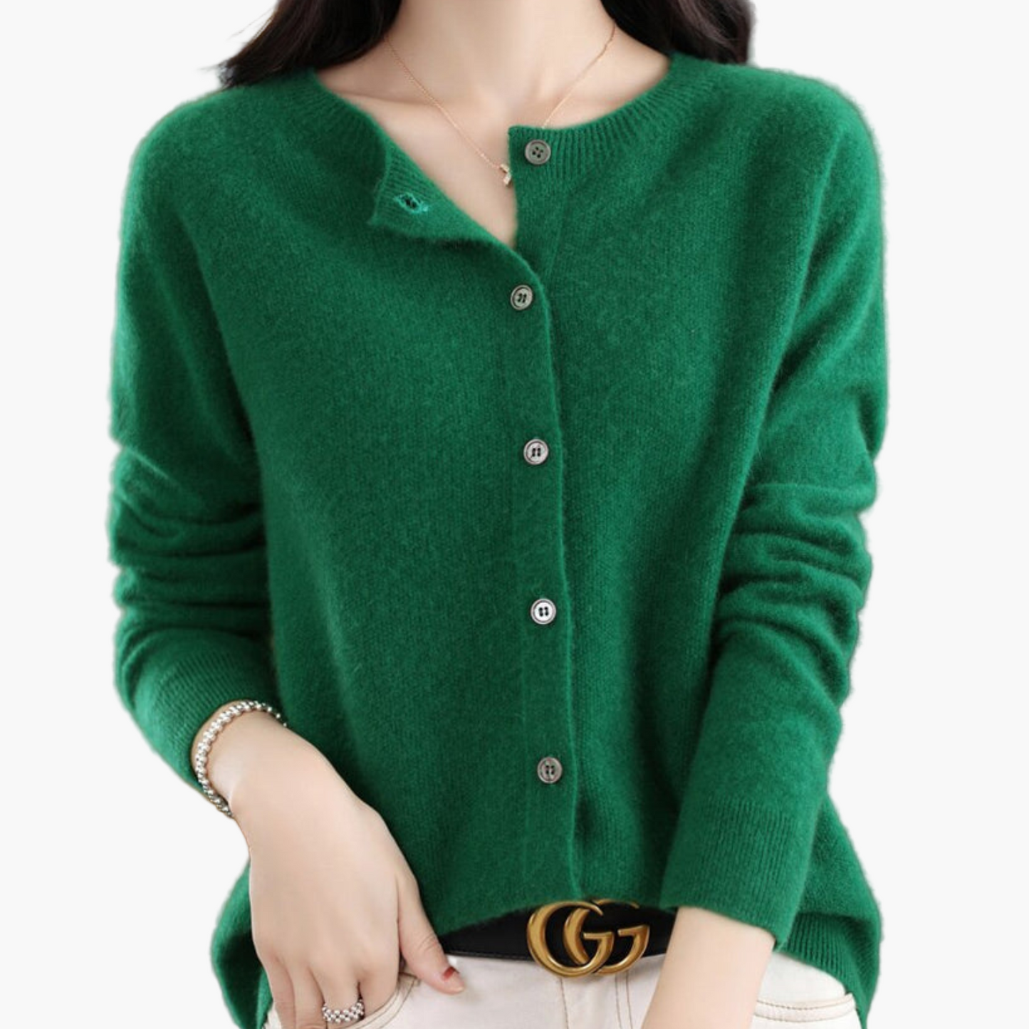 Women's Classic Button-Up Cardigan Sweater with Crew Neck – Elegant Everyday Layer for Work and Casual