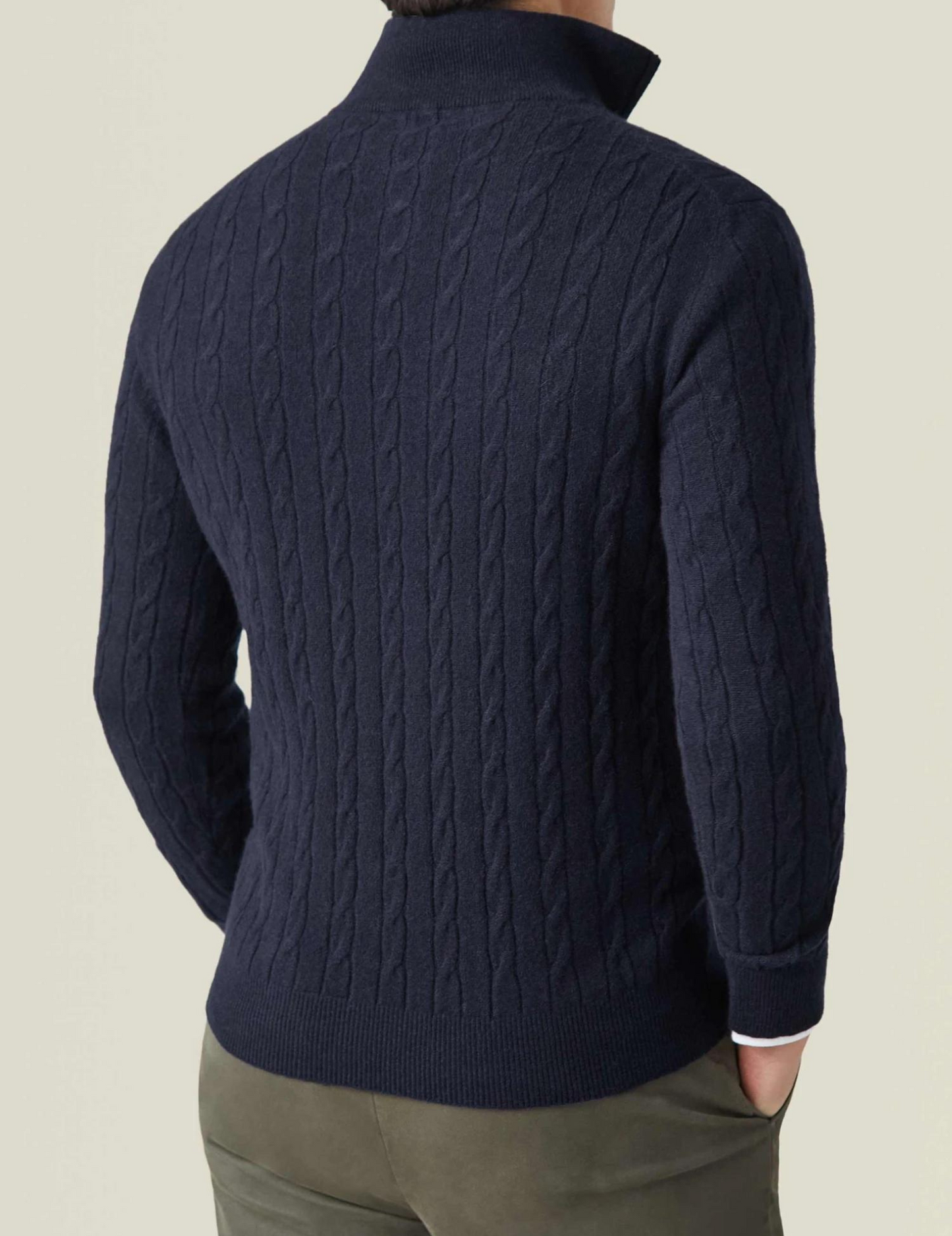 Men's Classic Cable Knit Quarter-Zip Sweater – Timeless Business & Casual Style