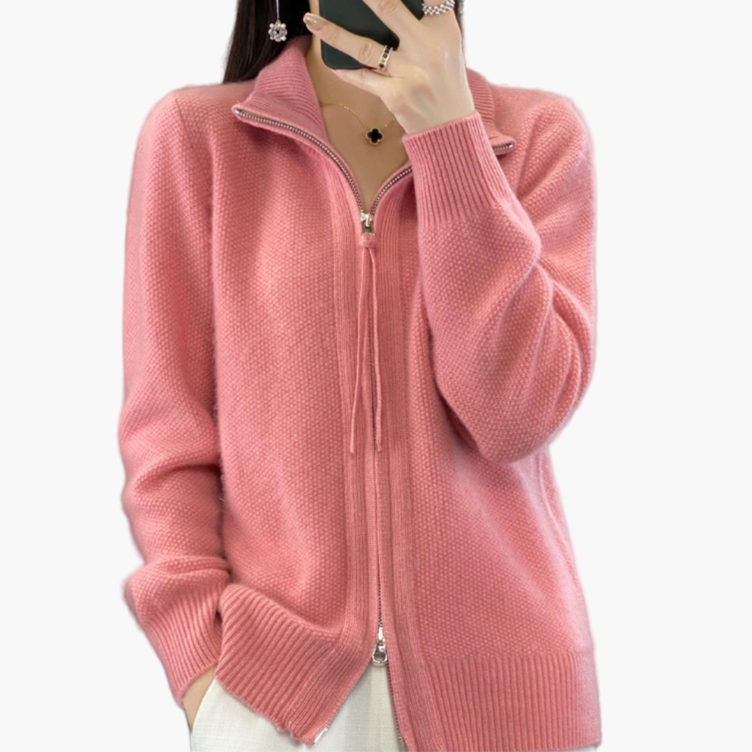 Women's Classic Zip-Up Knit Cardigan – Everyday Versatile Sweater for Office & Casual Wear