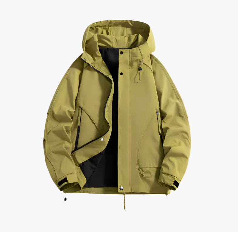 Men's Outdoor Waterproof Windbreaker Jacket – Functional Hooded Sportswear for Hiking and Travel