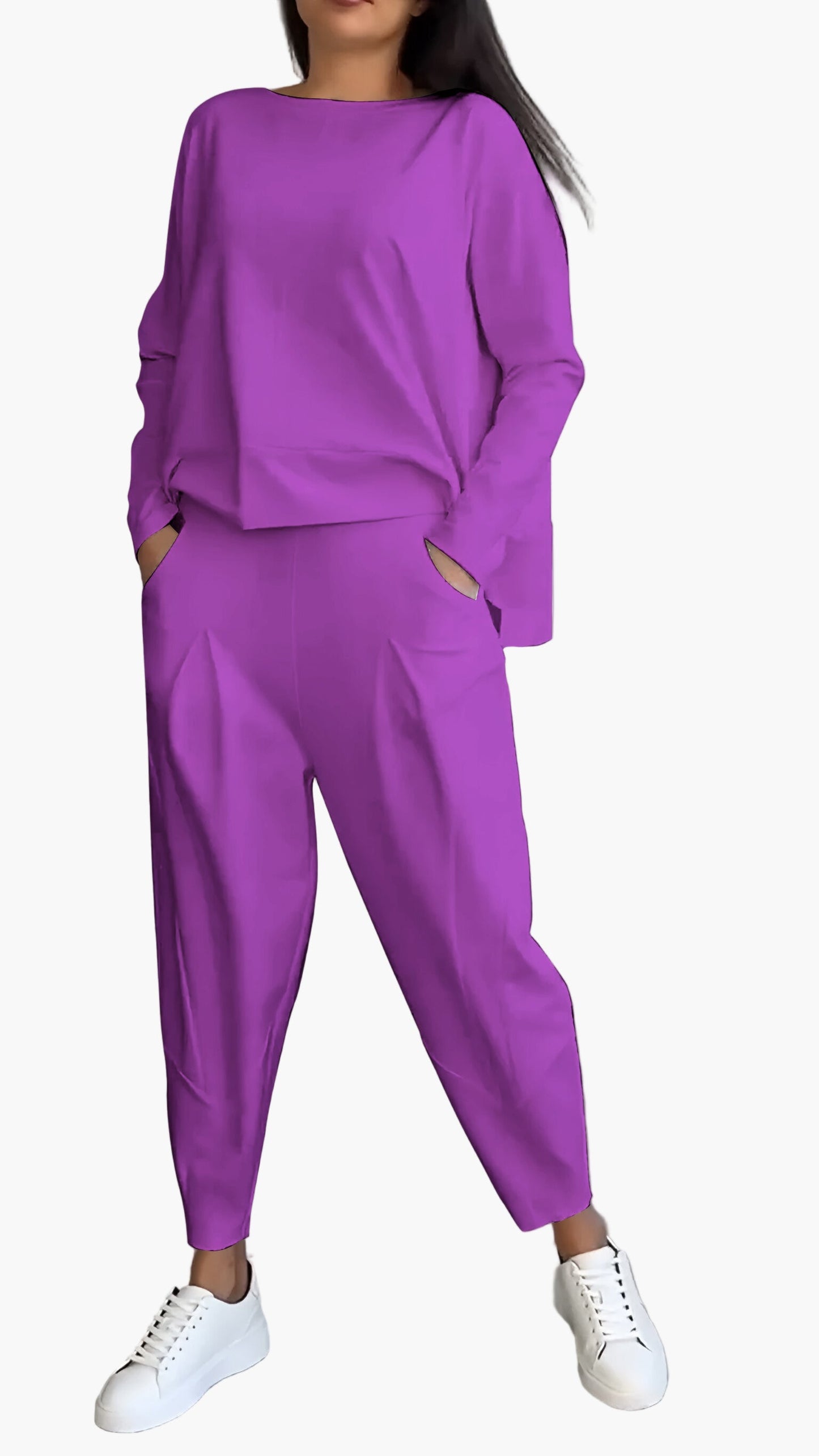 Women's Relaxed Fit Lounge Set Two-Piece Casual Sweatshirt and Jogger Pants Outfit