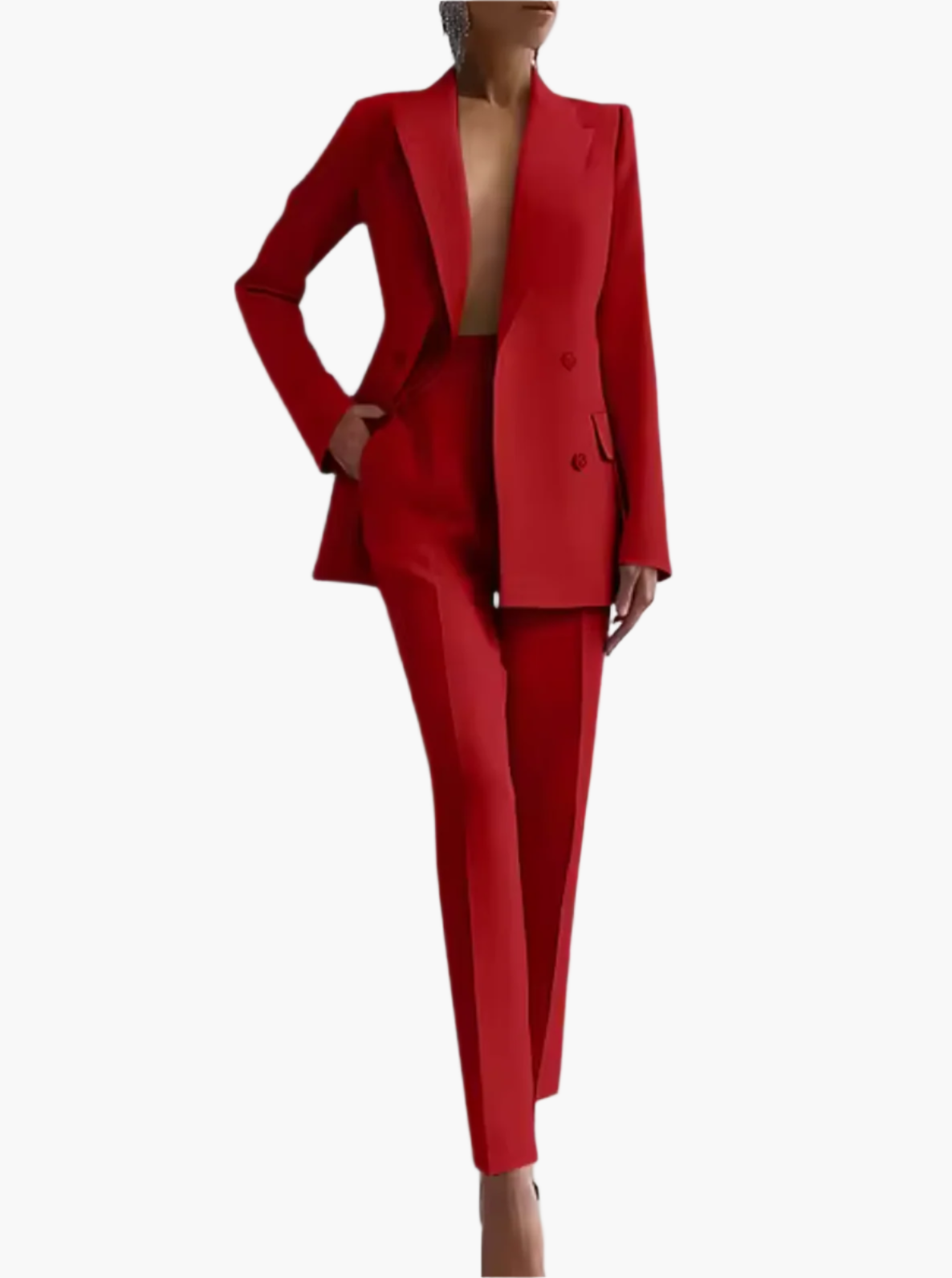 Women's Elegant Double-Breasted Blazer Suit Set for Business and Formal Wear