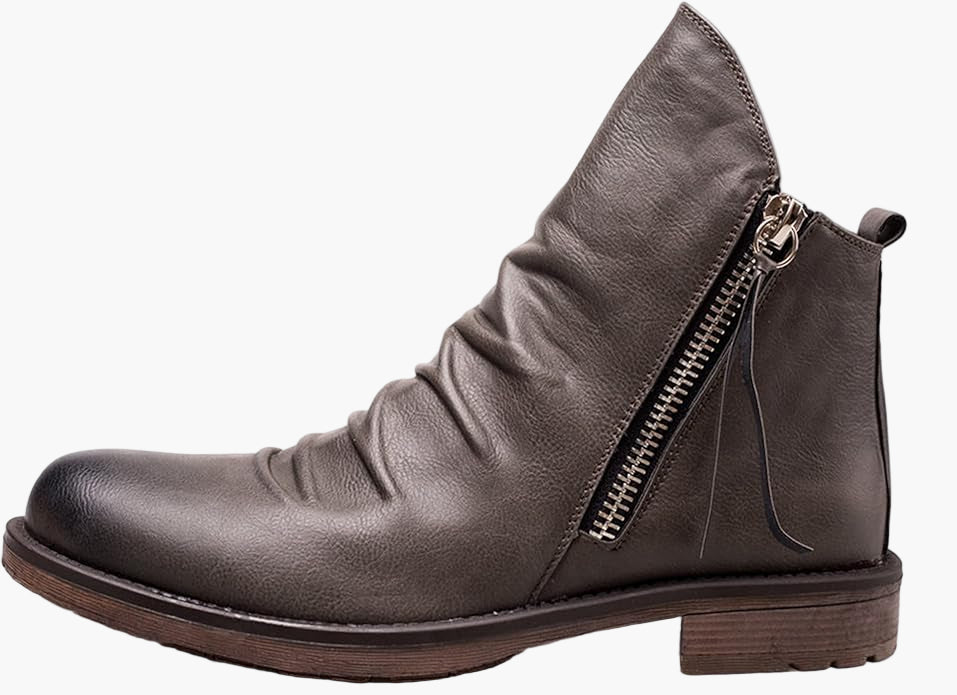 Men's Classic Ankle Boots with Side Zipper - Versatile Everyday Style