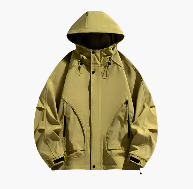 Men's Outdoor Waterproof Windbreaker Jacket – Functional Hooded Sportswear for Hiking and Travel