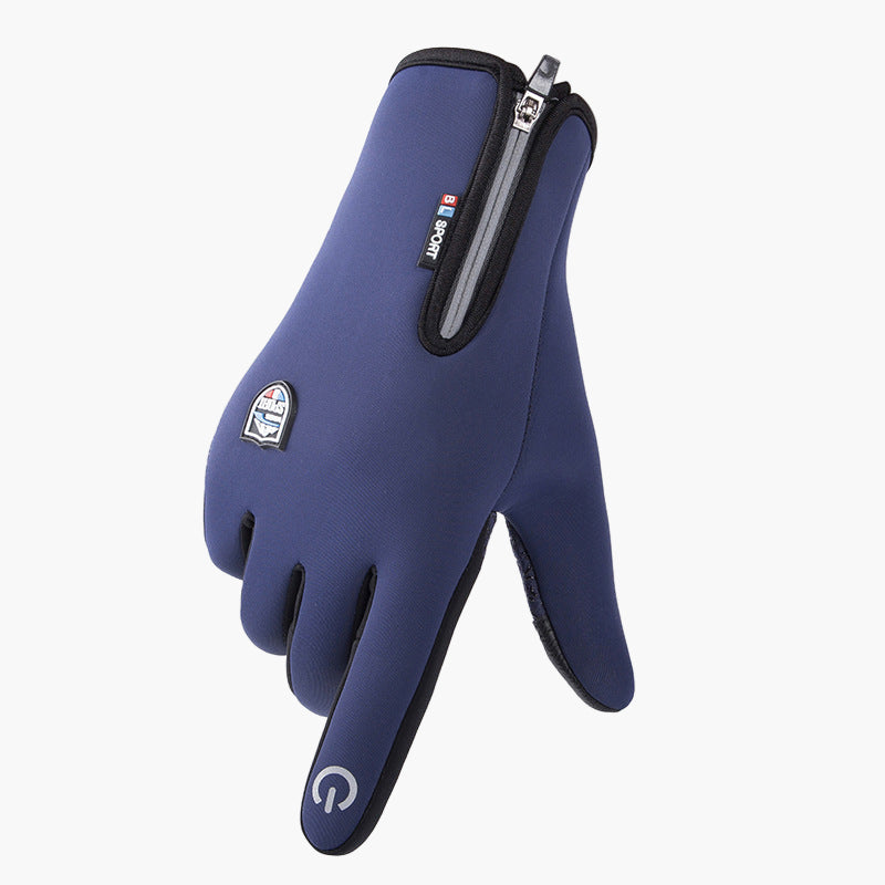 Men's Outdoor Winter Thermal Gloves with Touchscreen and Zipper – Sporty Cold Weather Accessory
