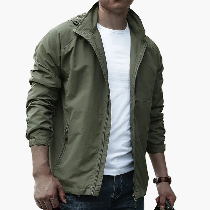 Men's Lightweight Outdoor Cargo Jacket – Sporty Casual Windbreaker for Everyday and Travel