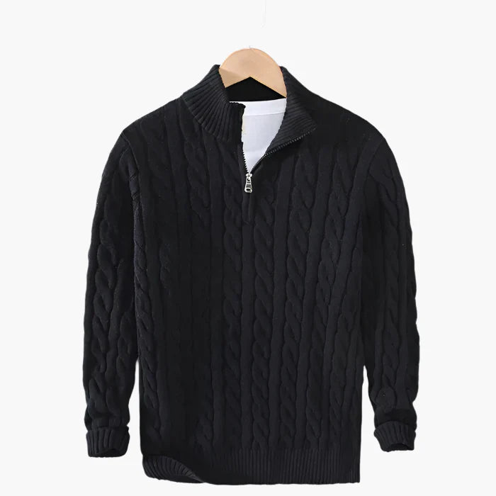 Men's Classic Cable Knit Quarter-Zip Sweater – Timeless Style for Everyday Wear