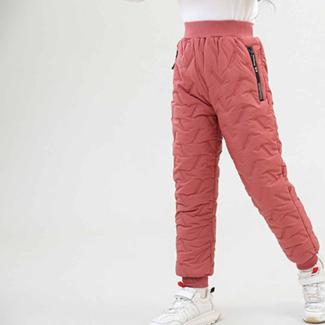 Kids' Outdoor Winter Quilted Thermal Pants – Stylish Padded Snow Joggers for Boys and Girls