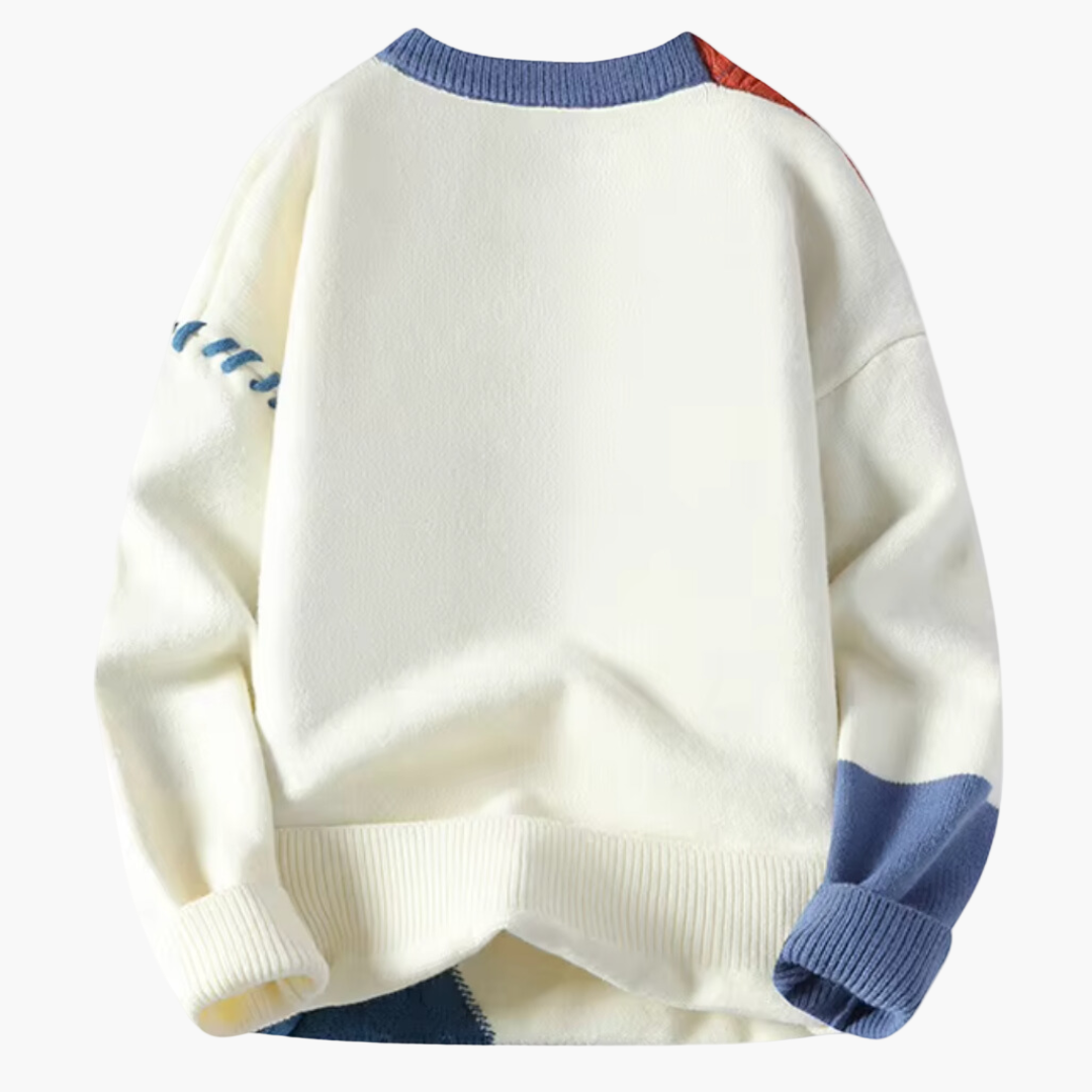 Men's Patchwork Knit Sweater Casual Modern Pullover
