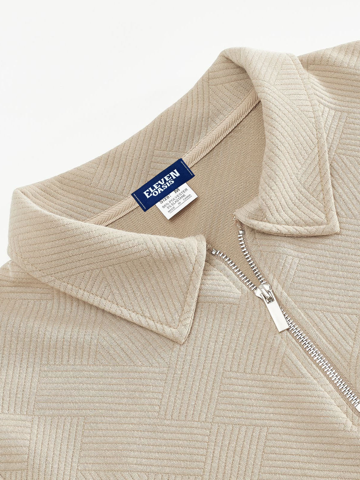 Men's Half-Zip Pullover Sweater with Patterned Texture, Smart-Casual Style