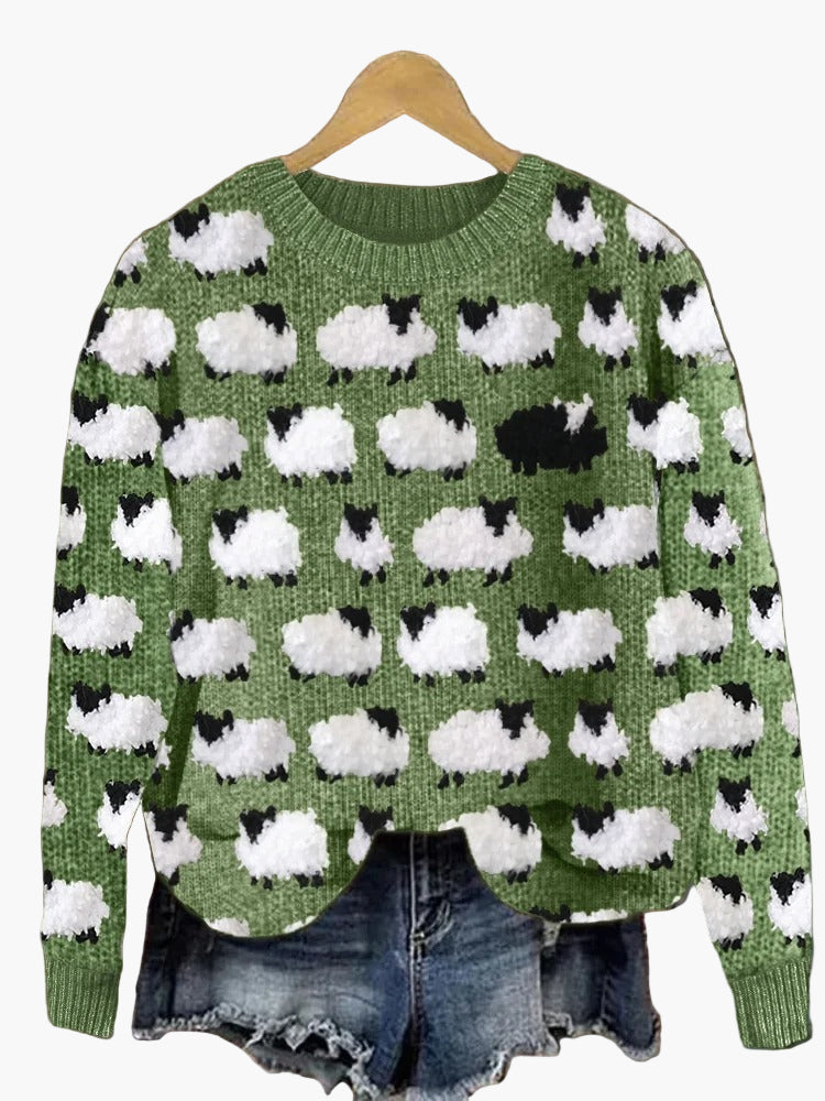 Women's Festive 3D Christmas Tree Knit Sweater Holiday Pullover