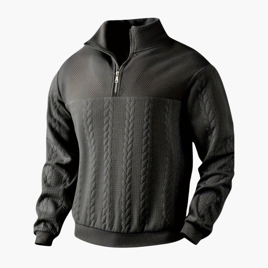 Men's Half-Zip Cable Knit Pullover Sweater for Versatile Everyday Style