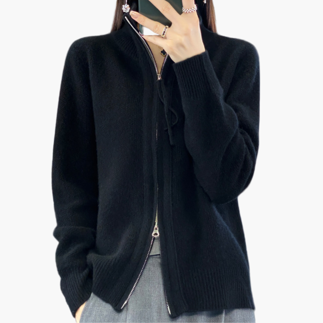 Women's Classic Zip-Up Knit Cardigan – Everyday Versatile Sweater for Office & Casual Wear