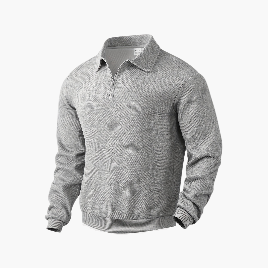 Men's Vintage Geometric Quarter-Zip Pullover Sweater, Casual Retro Style for Everyday and Office