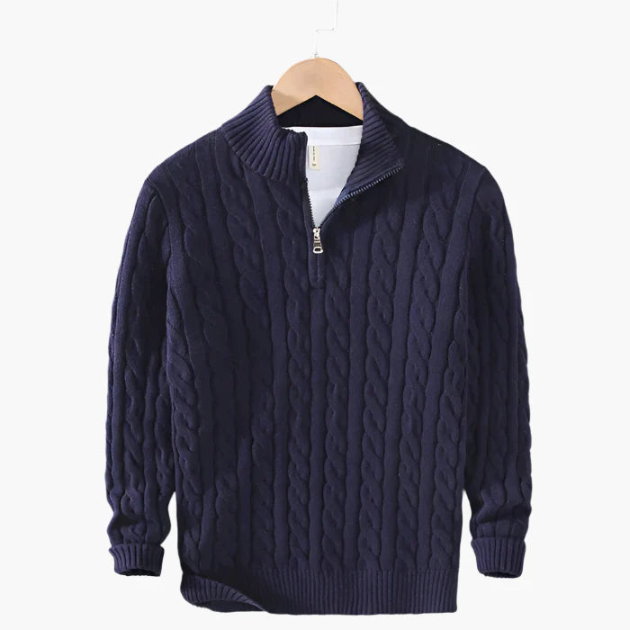 Men's Classic Cable Knit Quarter-Zip Sweater – Timeless Style for Everyday Wear