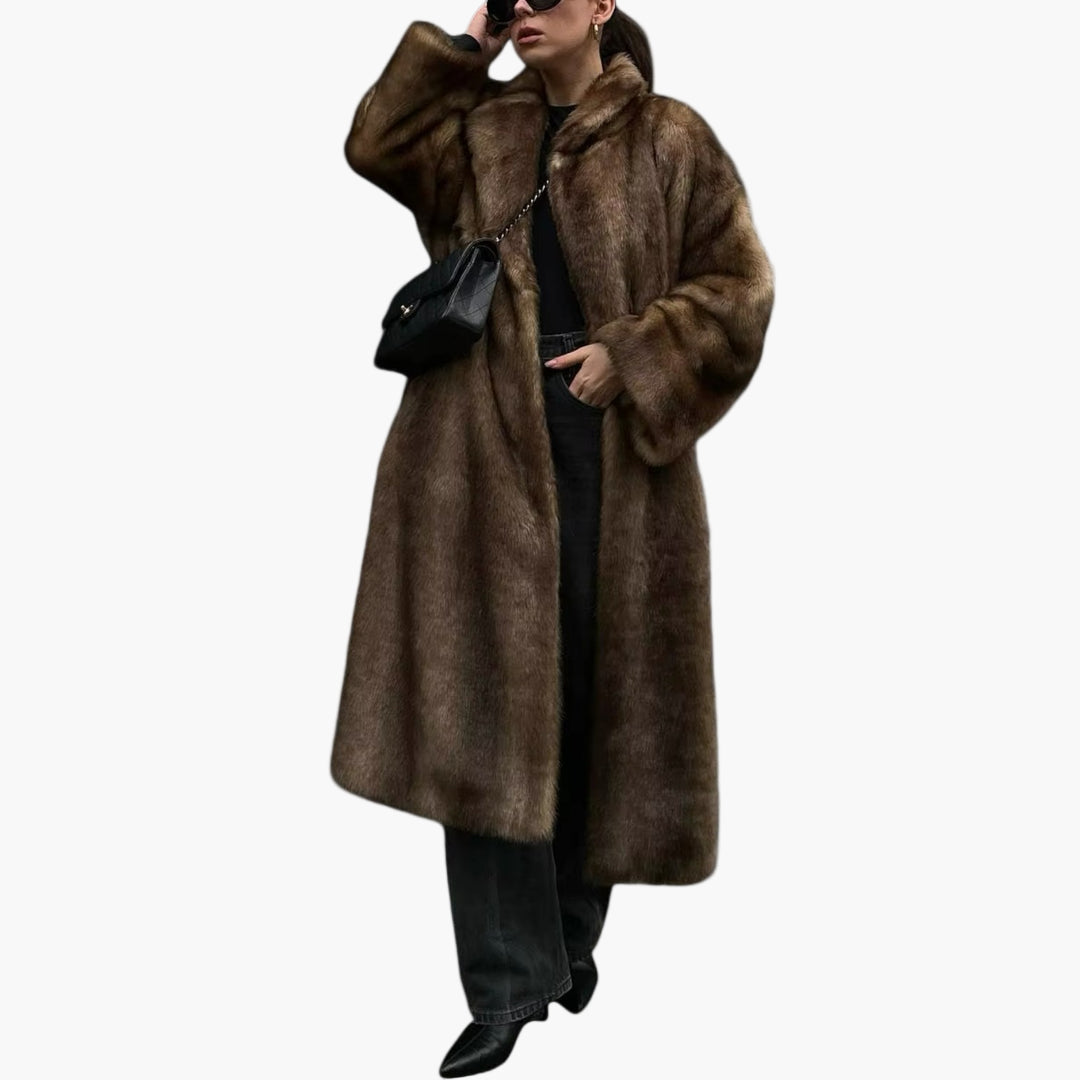 Women's Winter Trench Coat Faux Fur Elegant Oversized Outerwear