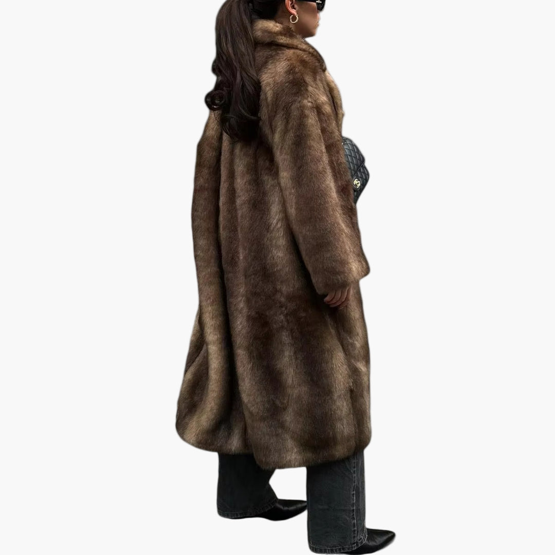 Women's Winter Trench Coat Faux Fur Elegant Oversized Outerwear