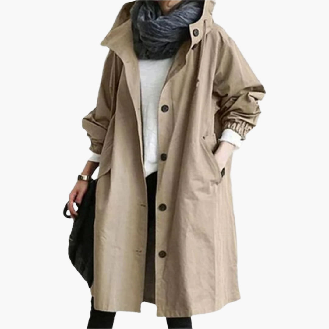 Women's Long Hooded Raincoat Versatile Outdoor Fashion Trench