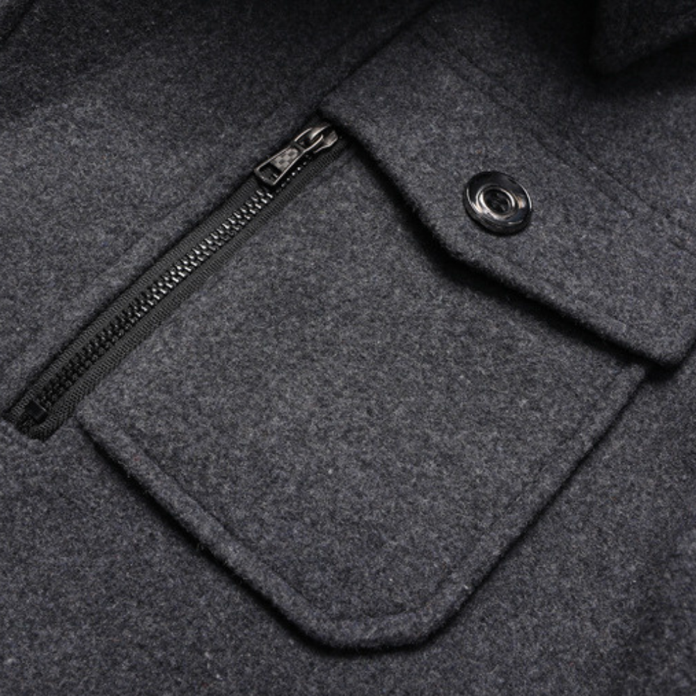 Men's Double-Layer Winter Coat – Elegant Slim Fit Overcoat for Business and Everyday Wear