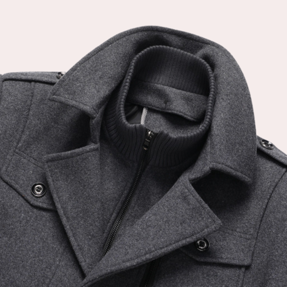Men's Double-Layer Winter Coat – Elegant Slim Fit Overcoat for Business and Everyday Wear