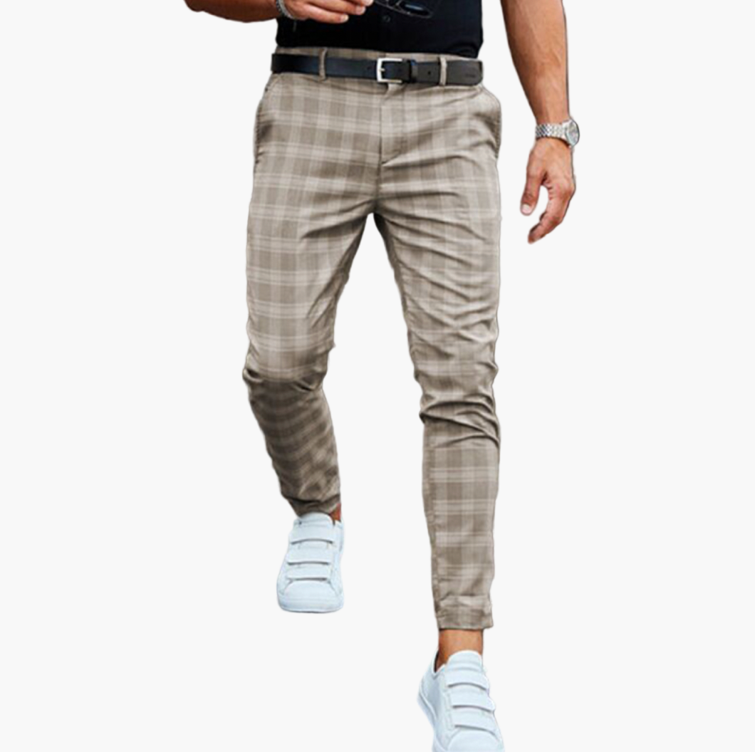 Men's Slim Fit Plaid Chino Pants – Modern Business Casual Style