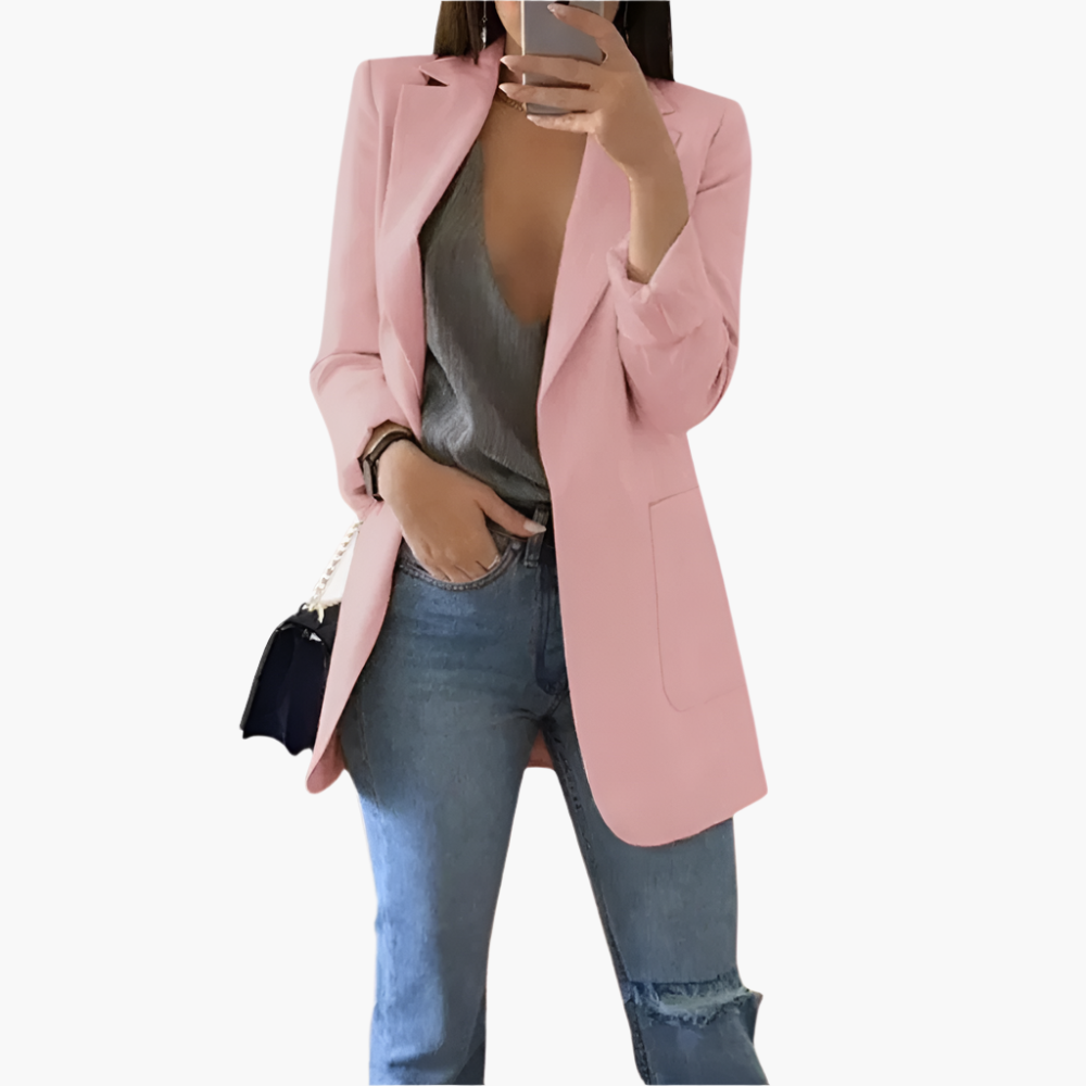 Women's Long Elegant Blazer – Versatile Modern Business & Casual Jacket