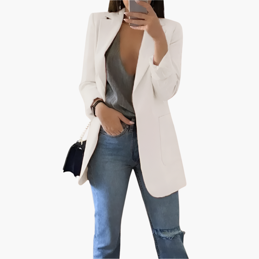 Women's Long Elegant Blazer – Versatile Modern Business & Casual Jacket