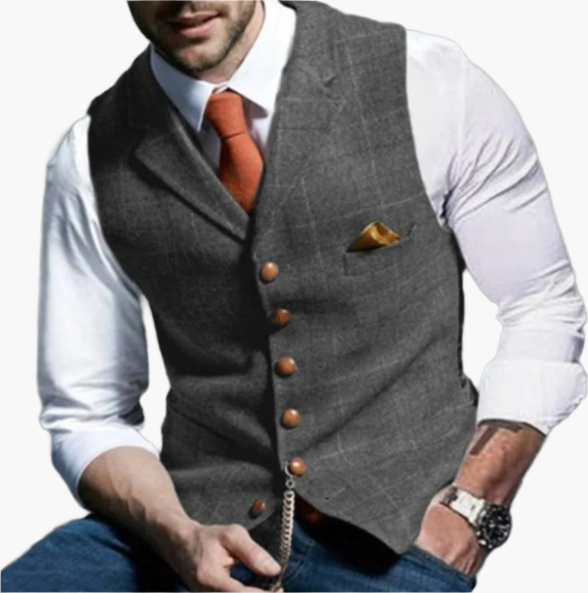 Men's Vintage Business Casual Waistcoat – Classic Slim Fit Vest for Office, Weddings & Leisure