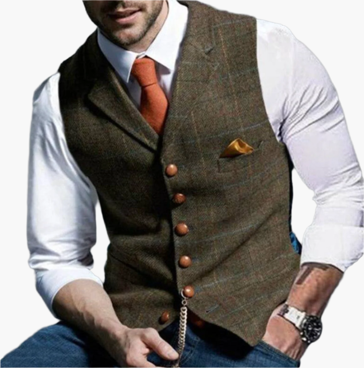 Men's Vintage Business Casual Waistcoat – Classic Slim Fit Vest for Office, Weddings & Leisure